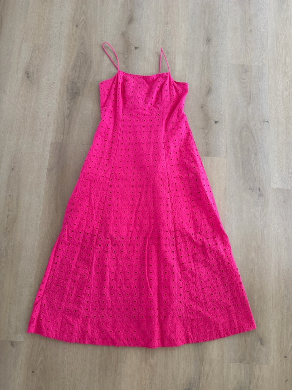 MELLODAY Hot Pink Eyelet Maxi Slip Dress